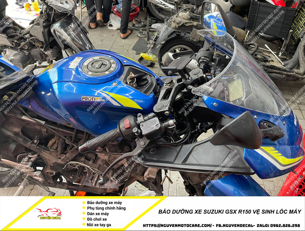 Bảo dưỡng xe Suzuki GSX-R150 vệ sinh lốc máy