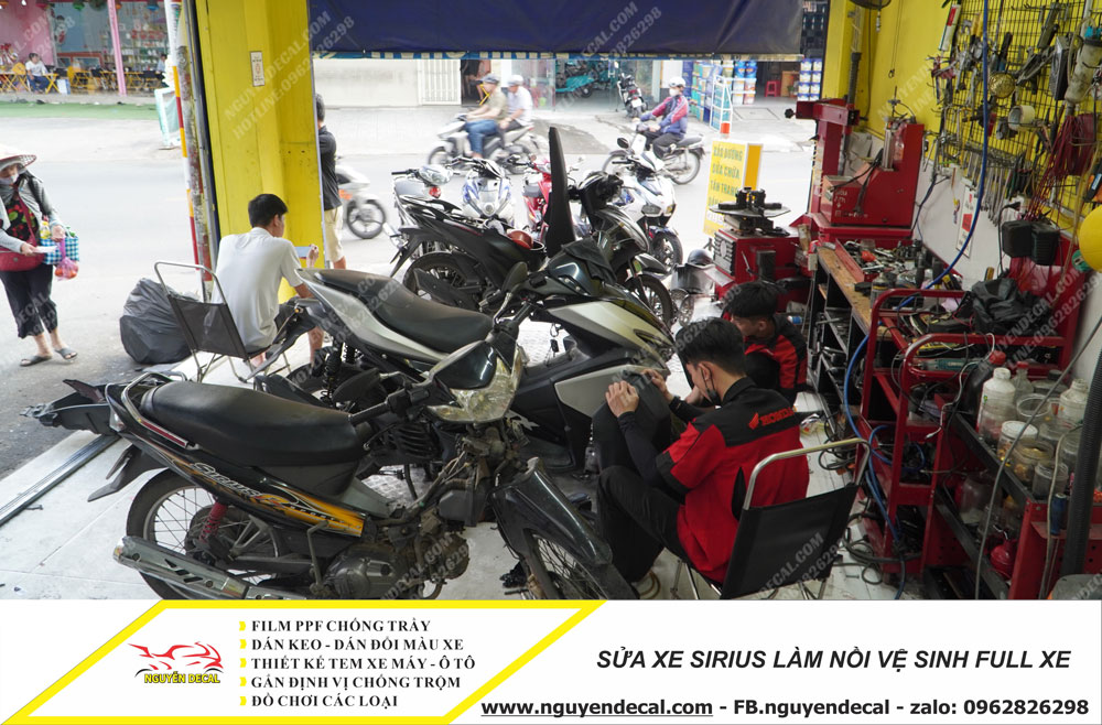 Sửa xe Sirius làm nồi vệ sinh full xe