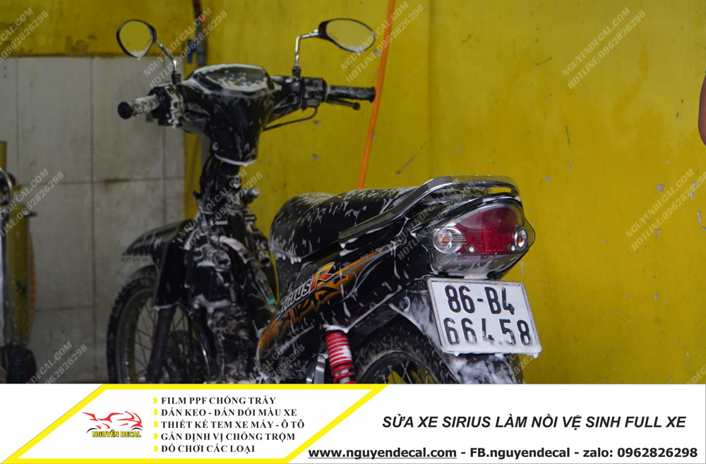 Sửa xe Sirius làm nồi vệ sinh full xe