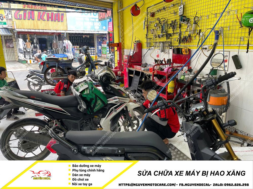 Sửa chữa xe máy bị hao xăng